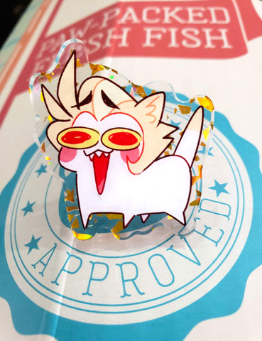 Cat!Lucifer Gold Flake Acrylic Pin