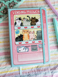 Vending Meowchine: Edge Printed - A5 Notebook - 80 Dotted Sheets - Vegan Leather