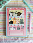 Vending Meowchine: Edge Printed - A5 Notebook - 80 Dotted Sheets - Vegan Leather