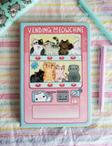 Vending Meowchine: Edge Printed - A5 Notebook - 80 Dotted Sheets - Vegan Leather